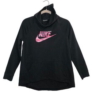 Nike Pink Camo Swish High Low Kangaroo Pocket Black Sweatshirt Hoodie XL Juniors
